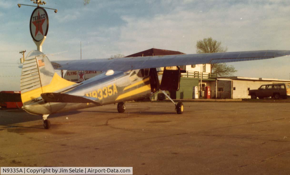 N9335A, 1949 Cessna 195 C/N 7414, Cessna 195 shot at North Omaha Airport in appx. 1978.  The aircraft was owned by Don Bonacci.