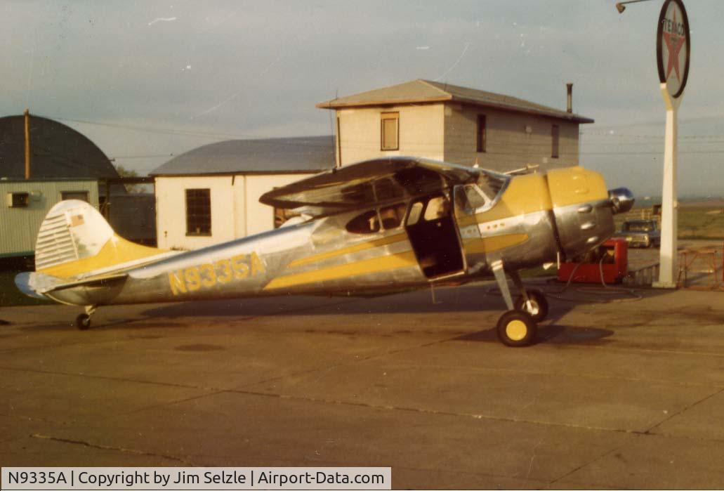N9335A, 1949 Cessna 195 C/N 7414, Cessna 195 shot in appx. 1978 at North Omaha Airport.  The aircraft was owned by Don Bonacci.