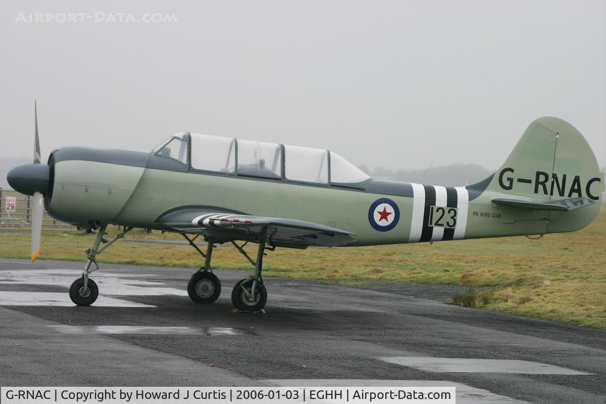 G-RNAC, 1988 Bacau Yak-52 C/N 888912, RN Aero Club, coded 123 (the code worn by Sea Fury TF956).