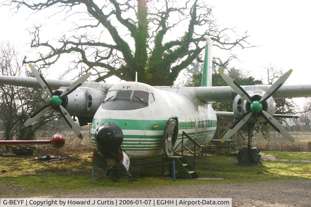 G-BEYF, 1963 Handley Page HPR-7 Herald 401 C/N 175, Ex Channel Express. Preserved at the Bournemouth Aviation Museum at the time.