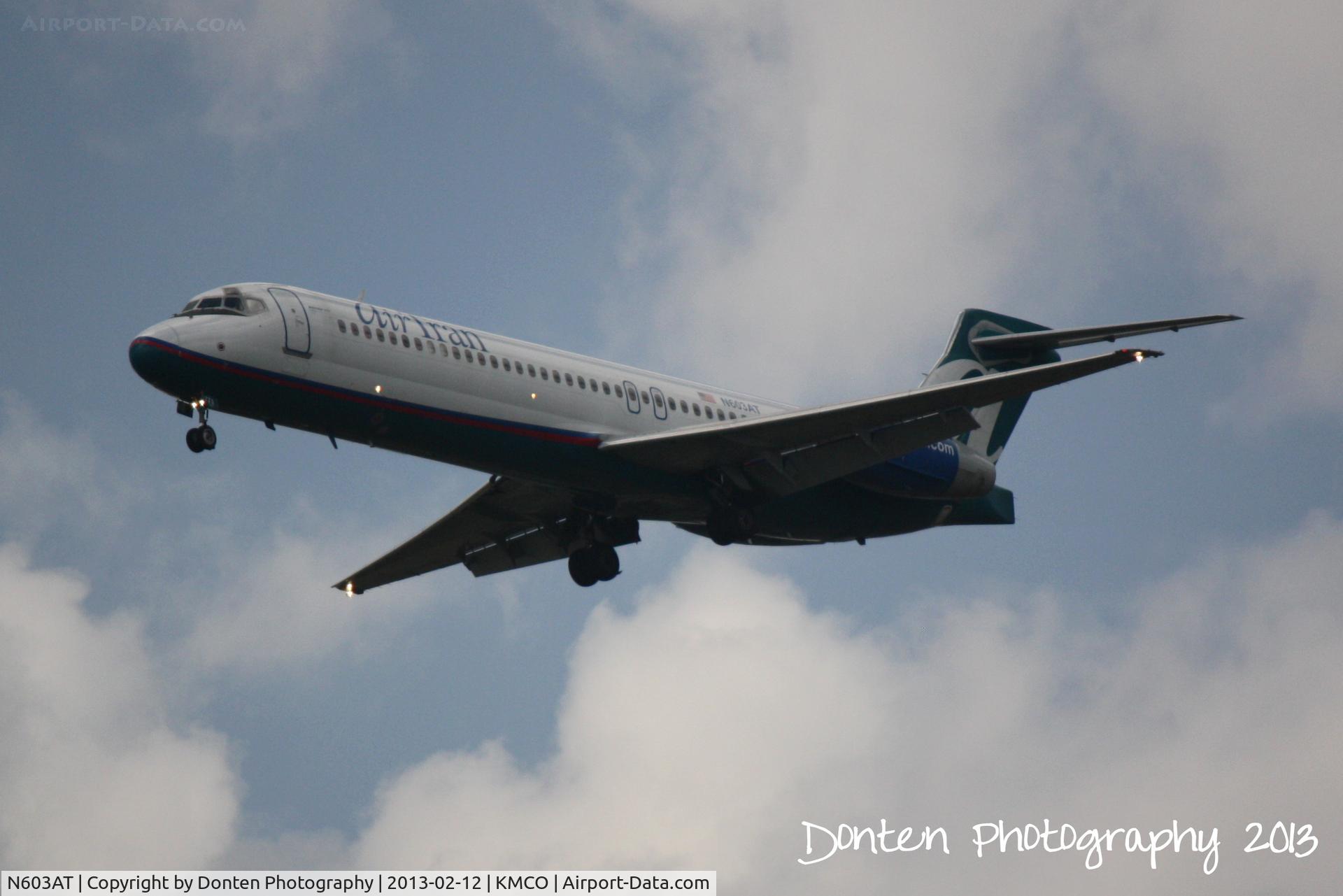 N603AT, 2001 Boeing 717-22A C/N 55127, AirTran Flight 327 (N603AT) arrives at Orlando International Airport following a flight from Indianapolis International Airport
