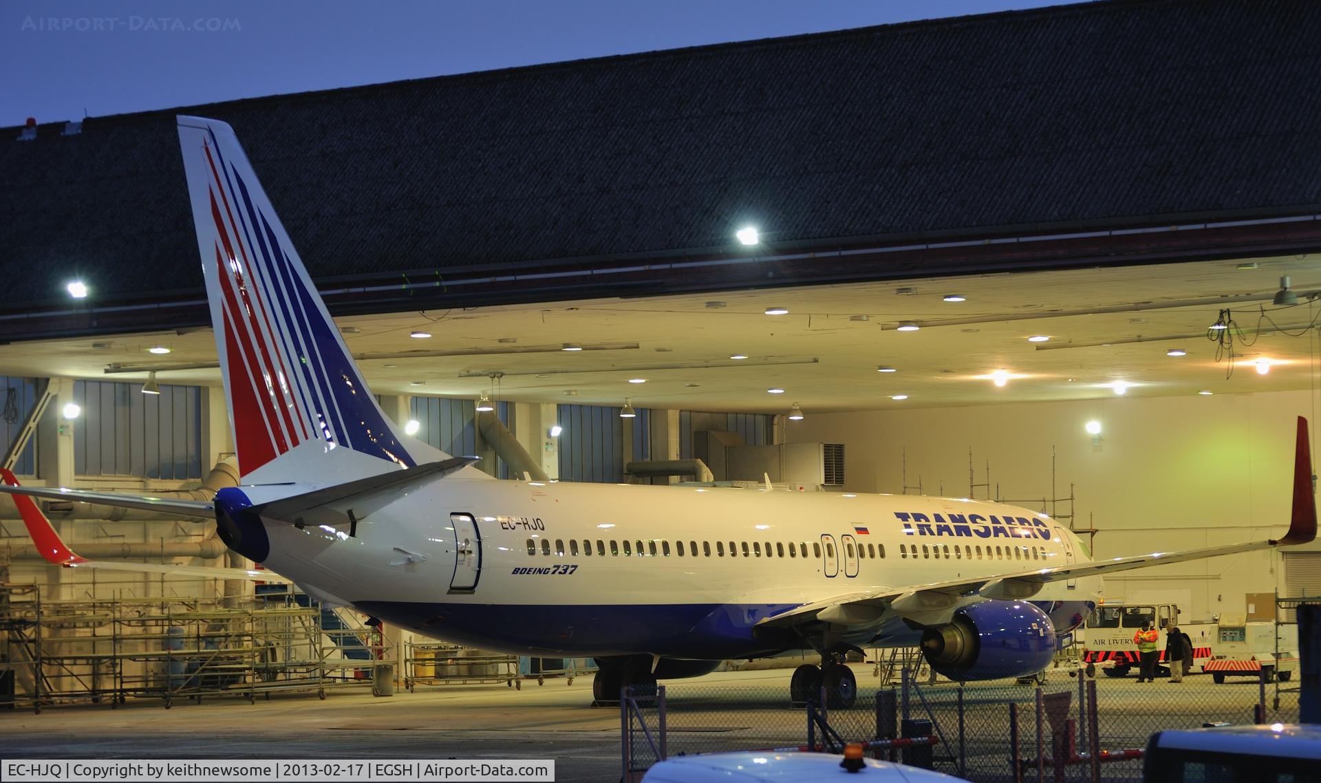 EC-HJQ, 2000 Boeing 737-85P C/N 28387, About to be removed from spray shop.
