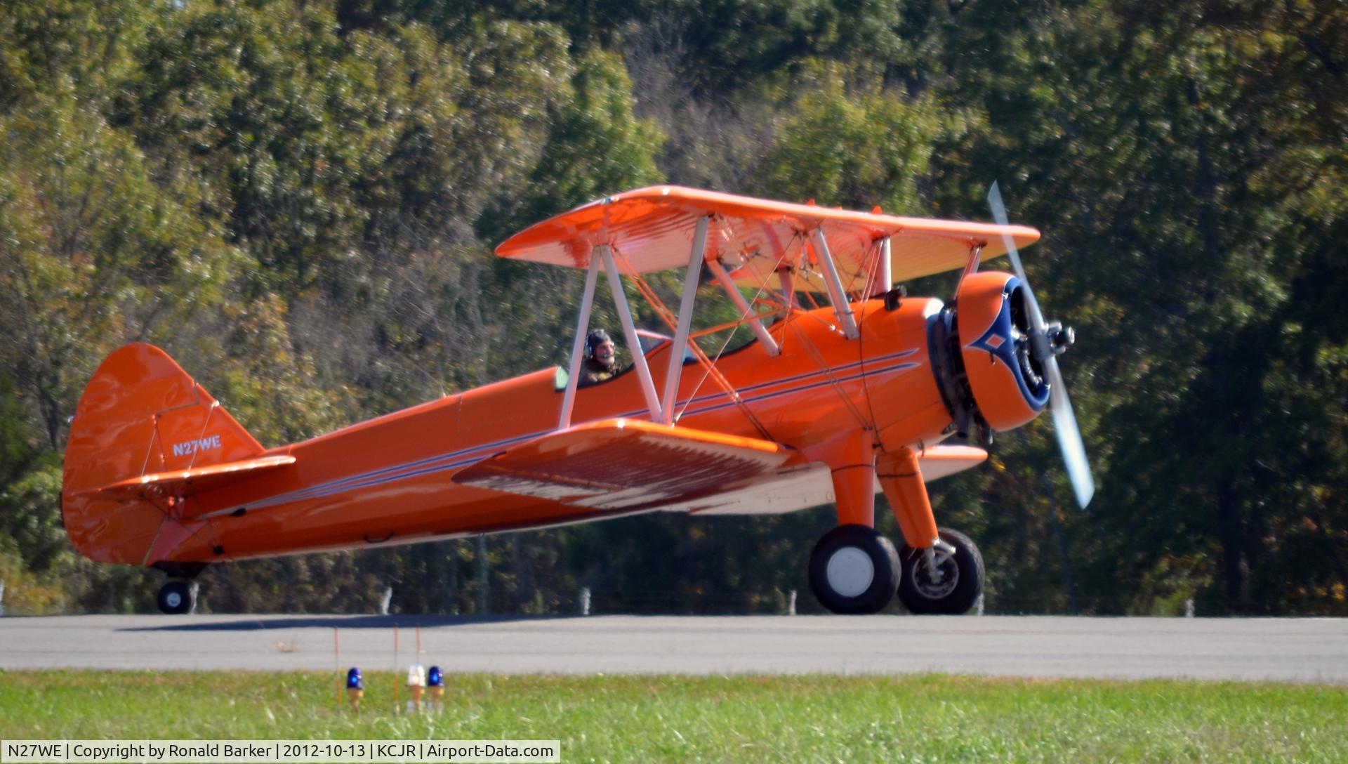N27WE, 1943 Boeing B75N1 C/N 75-6651, Landing rollout - Culpeper Air Fest 2012