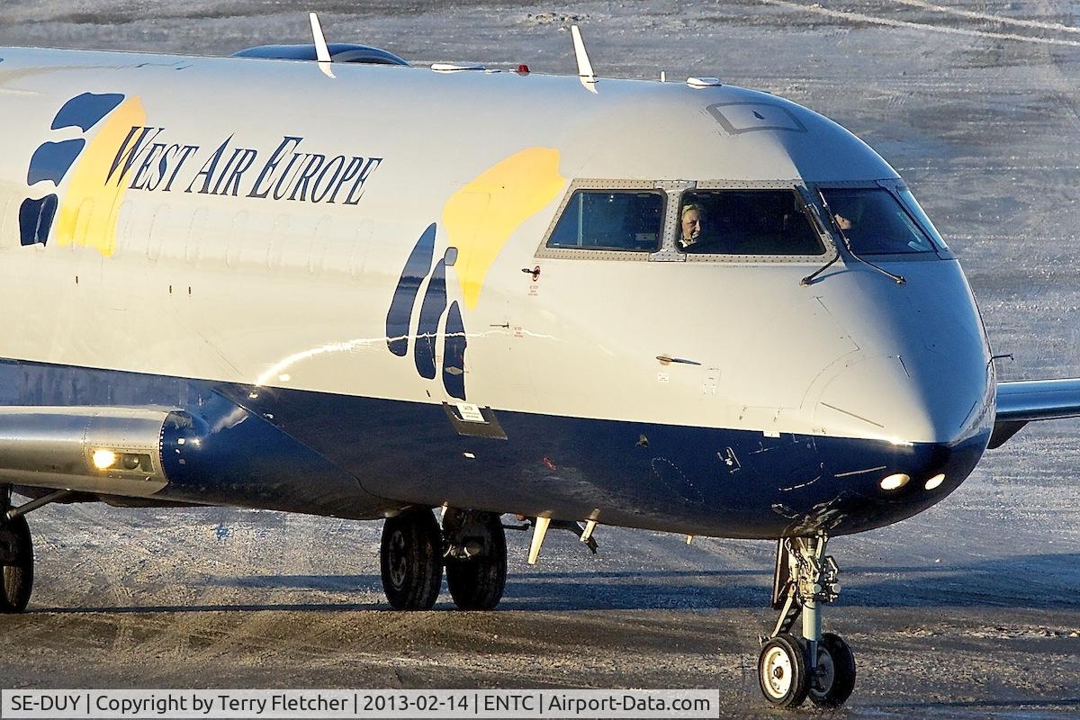 SE-DUY, 1993 Canadair CRJ-200LR (CL-600-2B19) C/N 7023, West Air Europe CRJ 200 arriving at the hold at Tromso