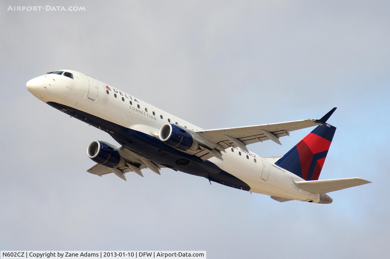 N602CZ, 2007 Embraer 175LR (ERJ-170-200LR) C/N 17000171, Departing DFW Airport