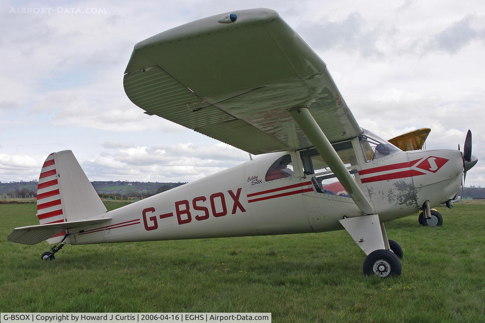 G-BSOX, 1946 Luscombe 8E Silvaire C/N 2318, Privately owned, at the PFA fly-in here. Named 'Bobby Sox'.