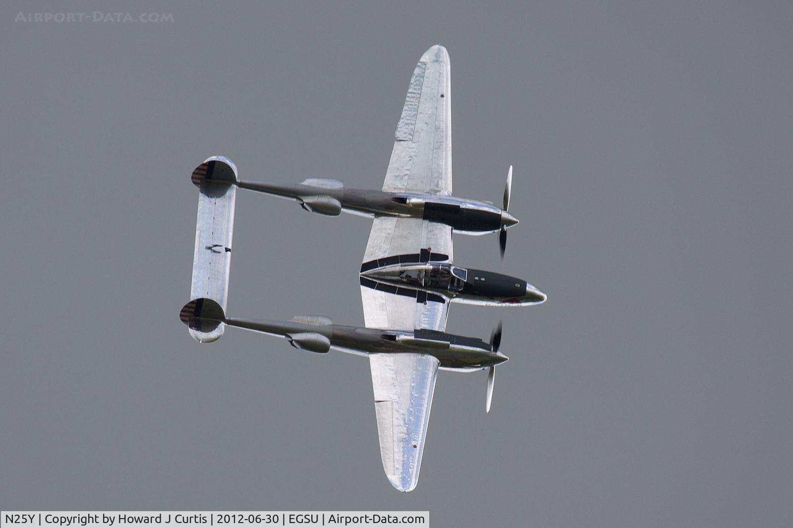 N25Y, 1944 Lockheed P-38L-5LO Lightning C/N AF44-53254, At Flying Legends 2012. Operated by Red Bull. Gorgeous aircraft.