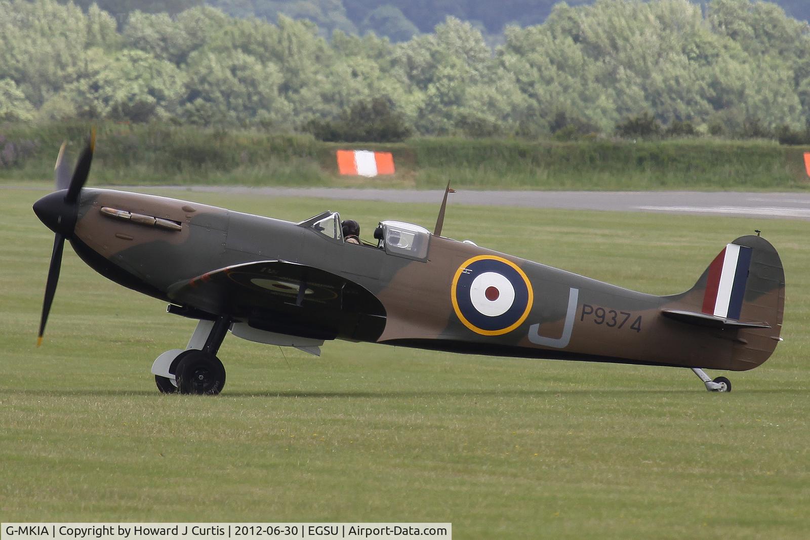 G-MKIA, 1939 Supermarine 300 Spitfire Mk1A C/N 6S/30565, At Flying Legends 2012. Painted a P9374/J, a recent restoration.