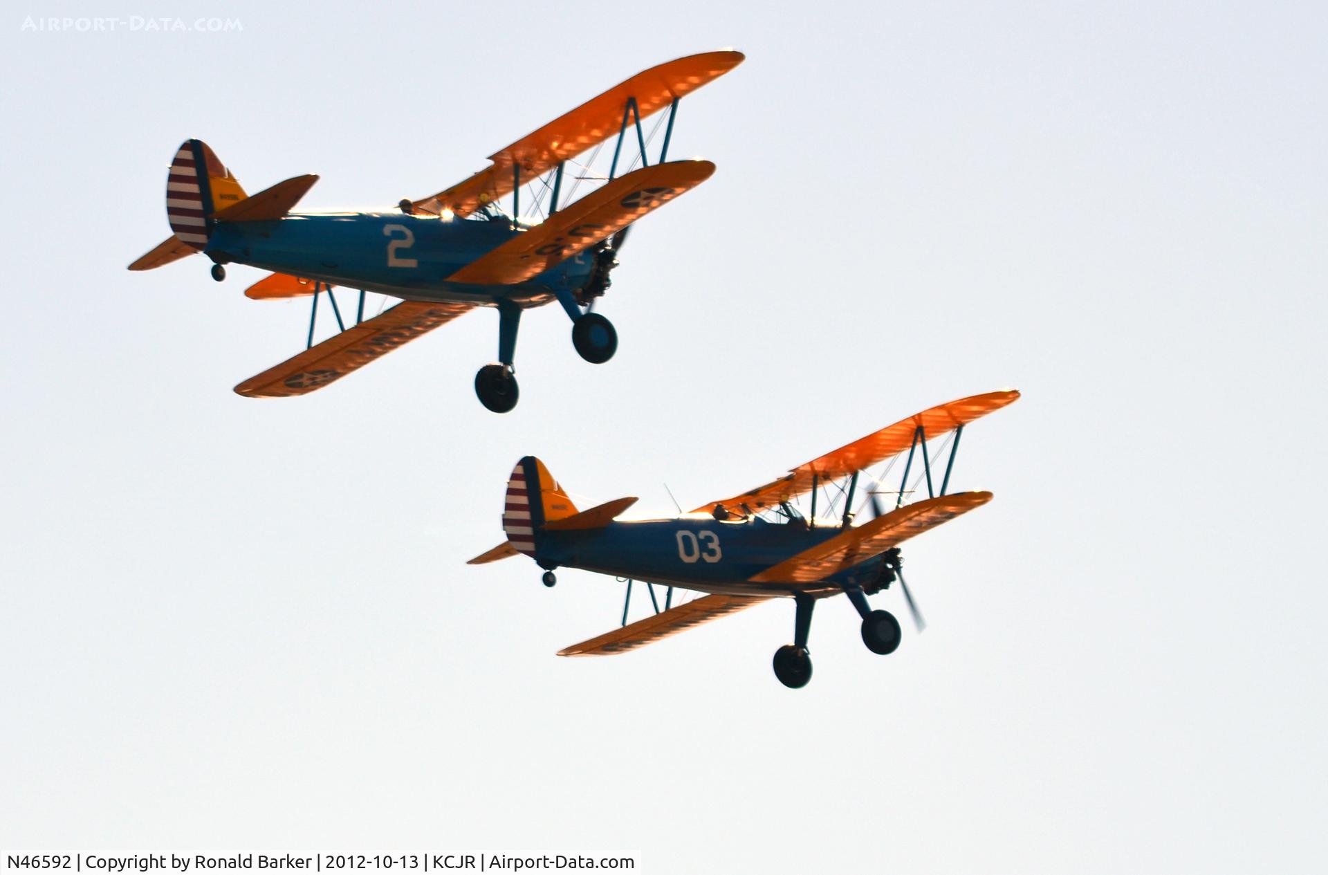 N46592, 1941 Boeing A75N1(PT17) C/N 75-2759, N46592 (03) leading  formation with N49986 (2) - Culpeper Air Fest 2012