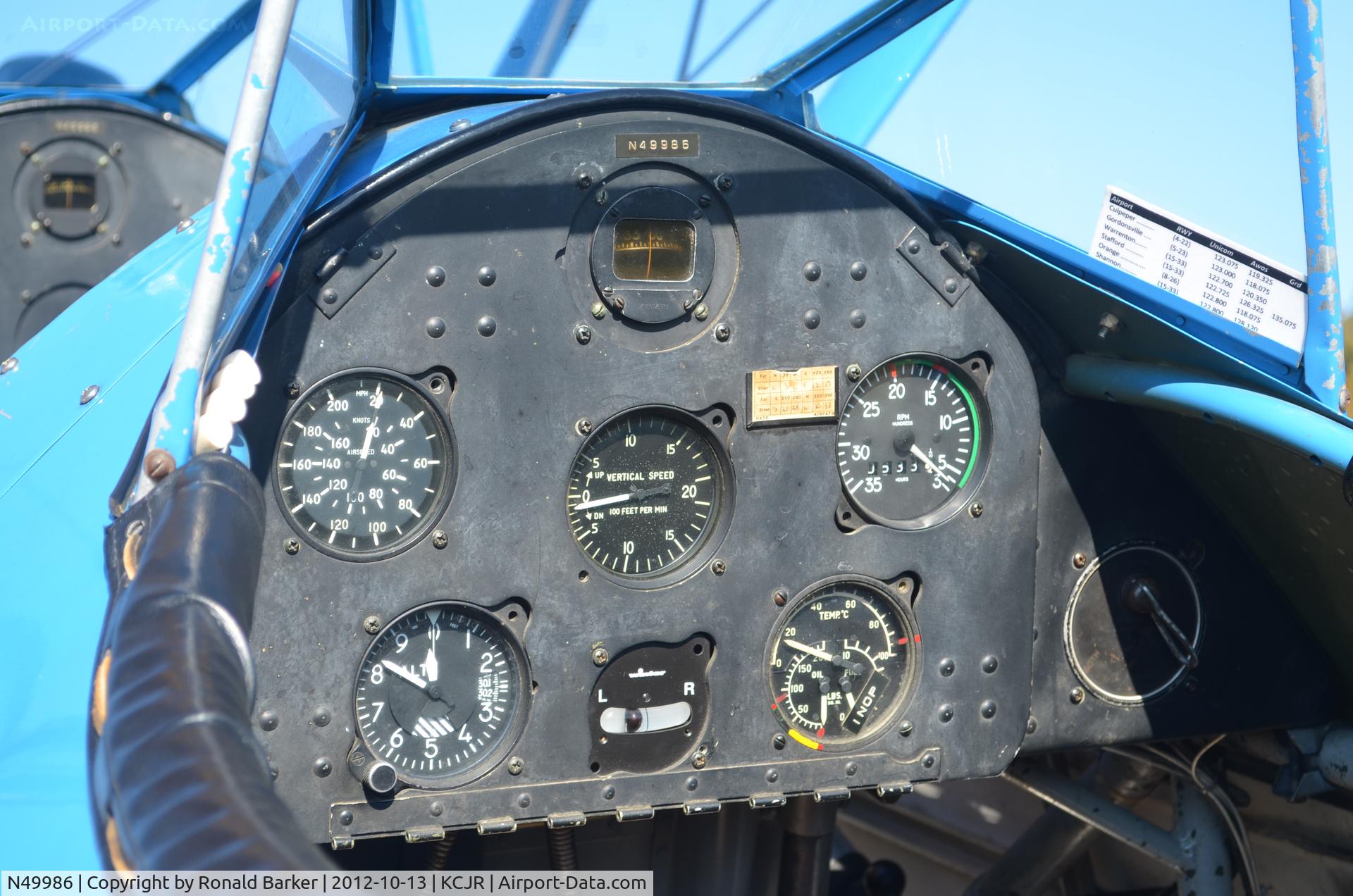N49986, 1942 Boeing A75N1(PT17) C/N 75-1726, View of rear cockpit - Culpeper Air Fest 2102