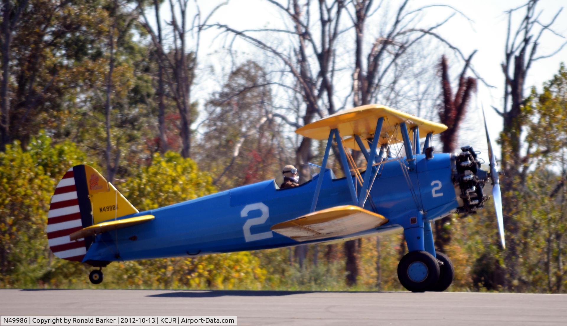 N49986, 1942 Boeing A75N1(PT17) C/N 75-1726, Landing roll - Culpeper Air Fest 2012