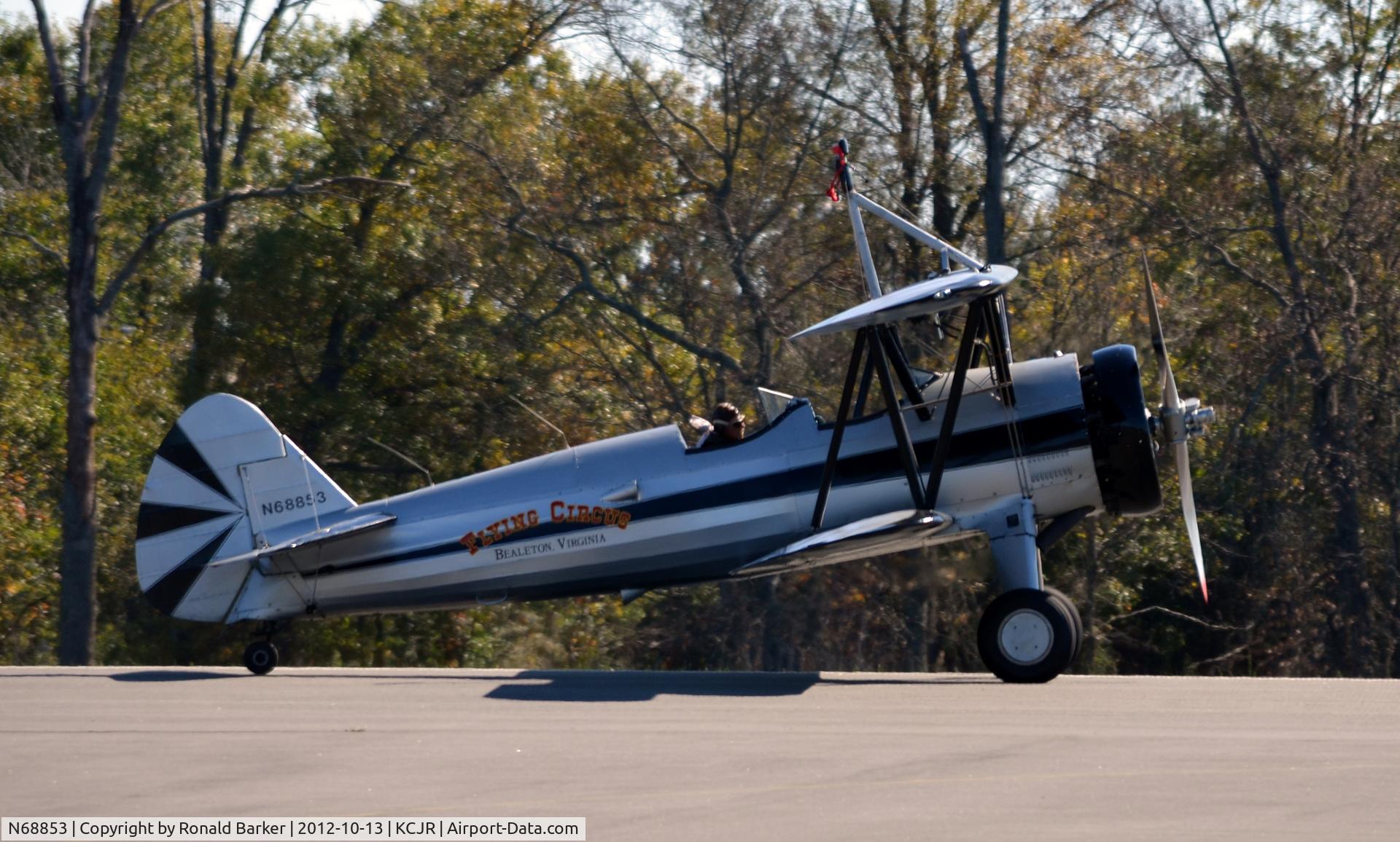 N68853, Boeing A75N1(PT17) C/N 75-5418, Landing roll - Flying Circus - Culpeper Air Fest 2012