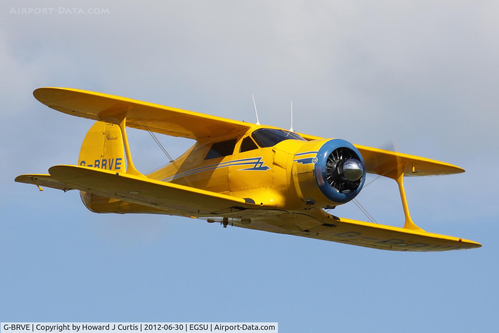 G-BRVE, 1945 Beech D17S Staggerwing C/N 6701, At Flying Legends 2012. Displayed with N295BS.