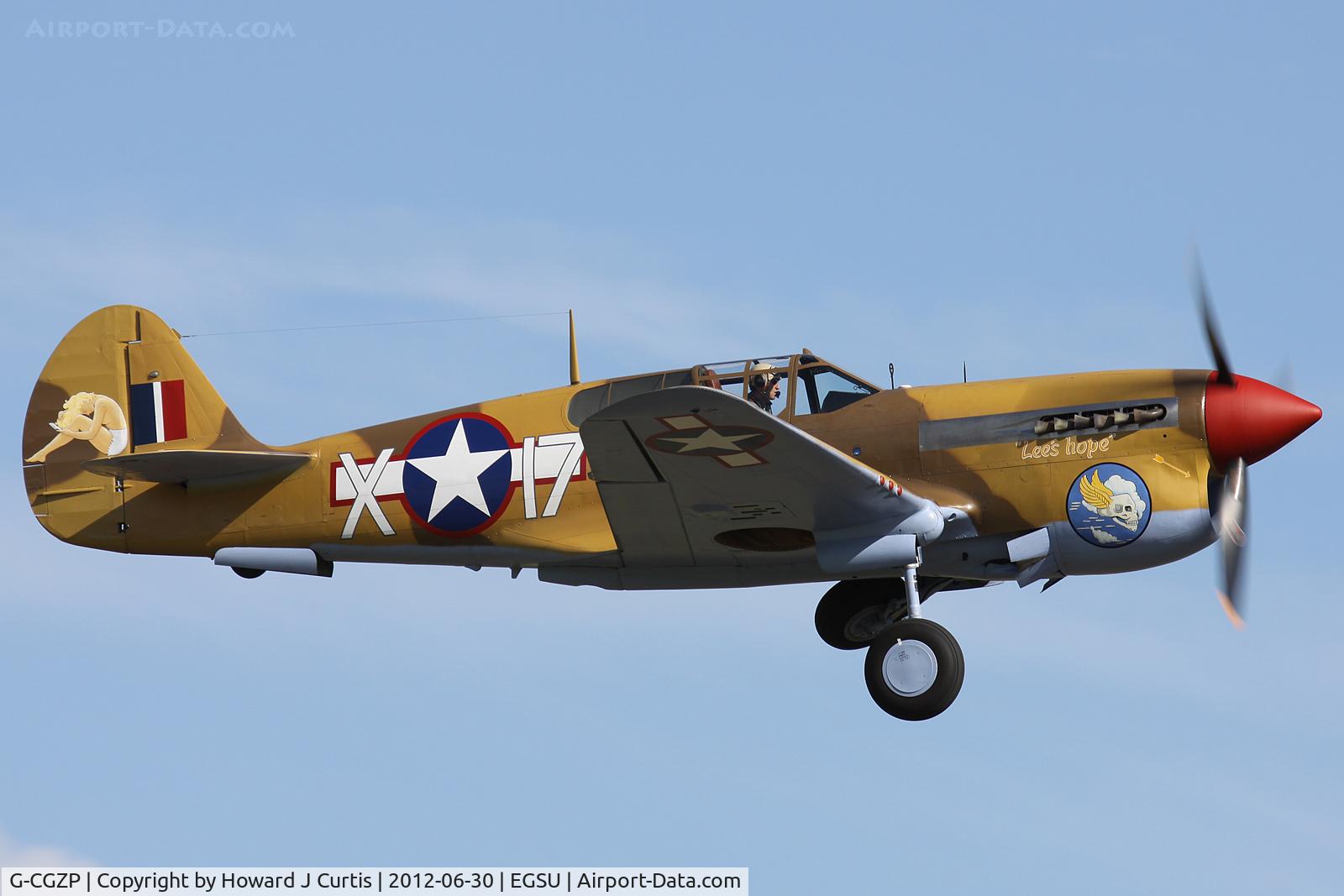 G-CGZP, 1942 Curtiss P-40F Warhawk C/N 19503, At Flying Legends 2012. Named 'Lee's Hope'.