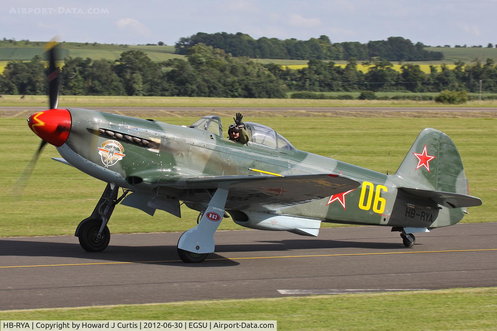 HB-RYA, Yakovlev Yak-9UM C/N 0470406, At Flying Legends 2012. Taxiing back after the last display.