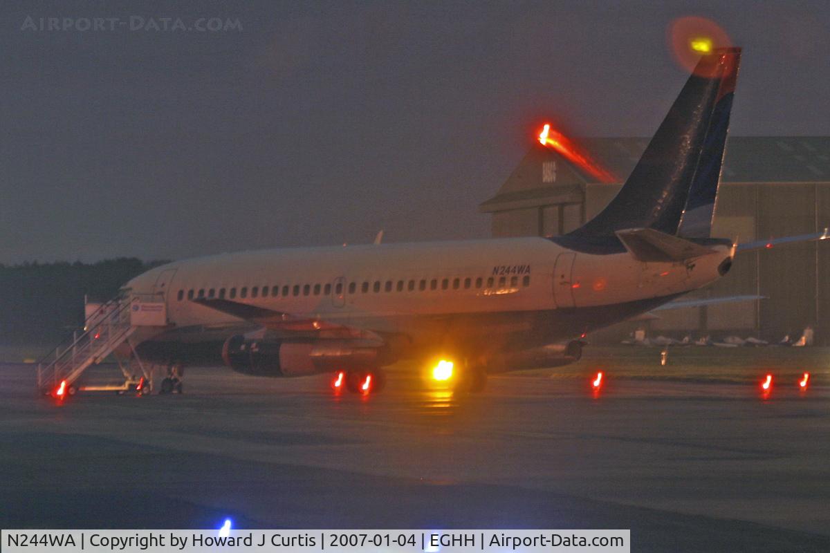 N244WA, 1986 Boeing 737-247 C/N 23518, Ex United Airlines, night stopping here on delivery East.