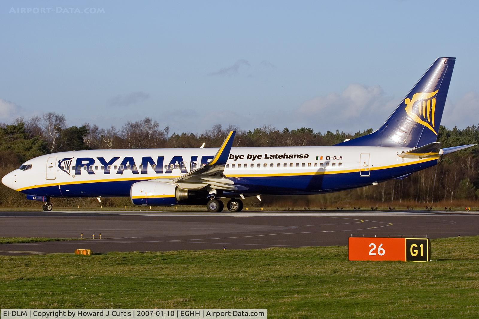 EI-DLM, 2006 Boeing 737-8AS C/N 33594, Ryanair. 'Bye Bye Latehansa' titles.