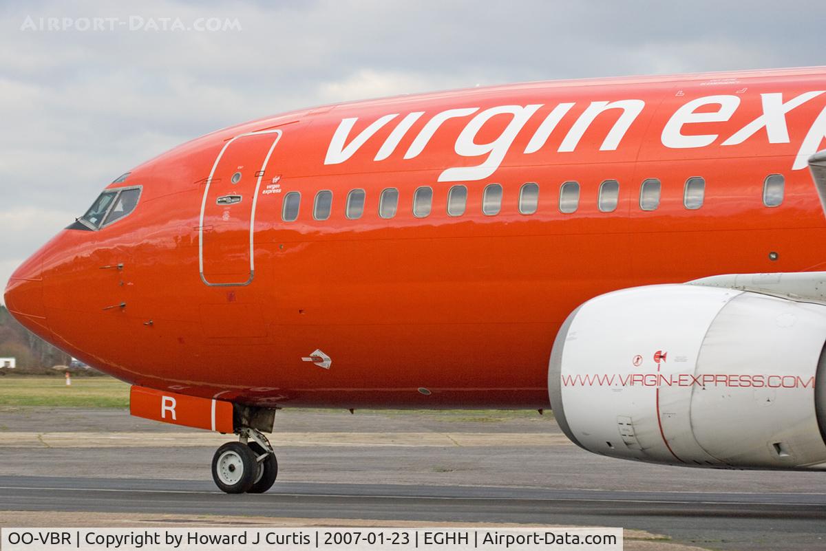 OO-VBR, 1989 Boeing 737-4Y0 C/N 24134, Virgin Express. Arriving to be repainted in Brussels Airlines colours.