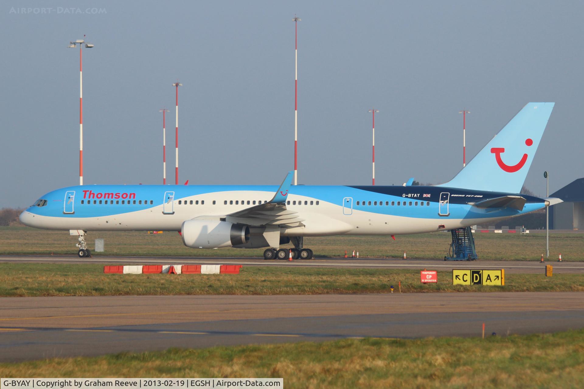 G-BYAY, 1999 Boeing 757-204 C/N 28836, Fresh out of the paint shop