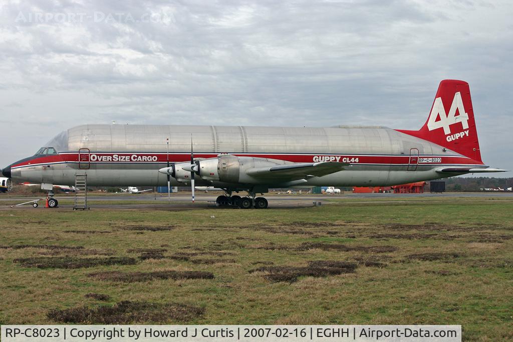 RP-C8023, 1969 Canadair CL-44-0 Skymonster C/N 16, Ex 9G-LCA. Notice the second hyphen in the registration.