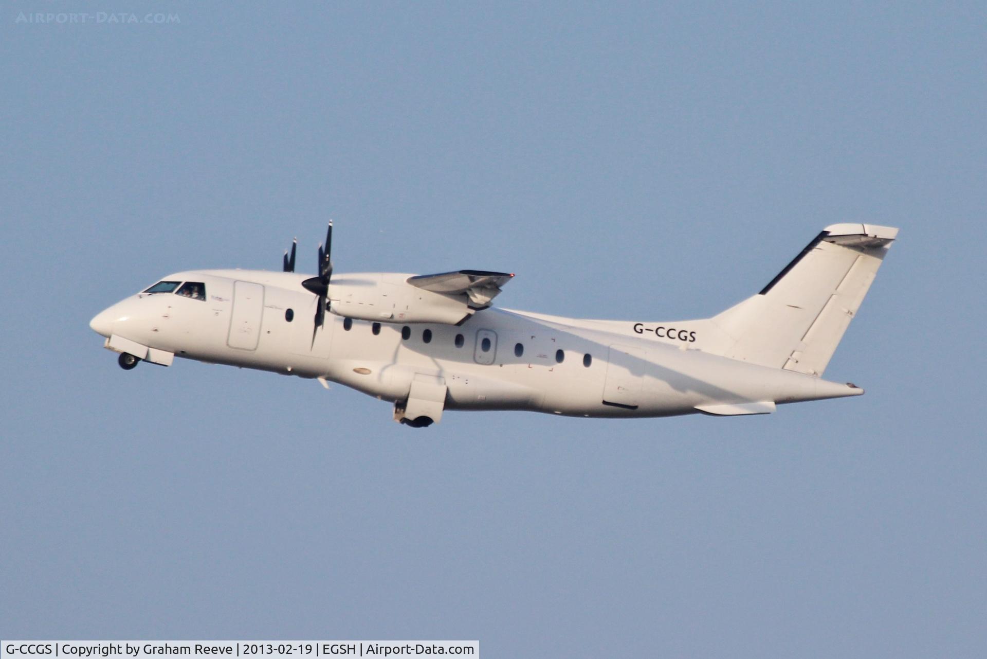 G-CCGS, 1998 Dornier 328-100 C/N 3101, Departing from runway 27.