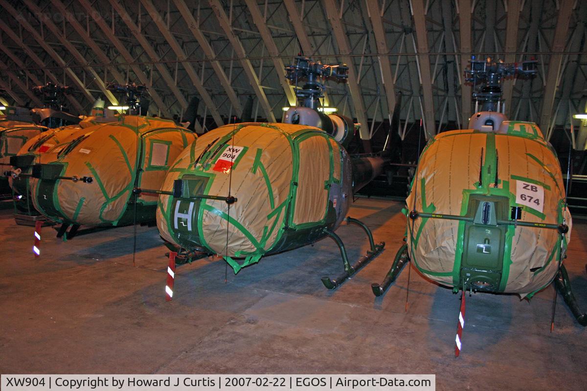XW904, 1974 Westland SA-341B Gazelle AH1 C/N 1209, Army Air Corps, in store. Coded 'H'.