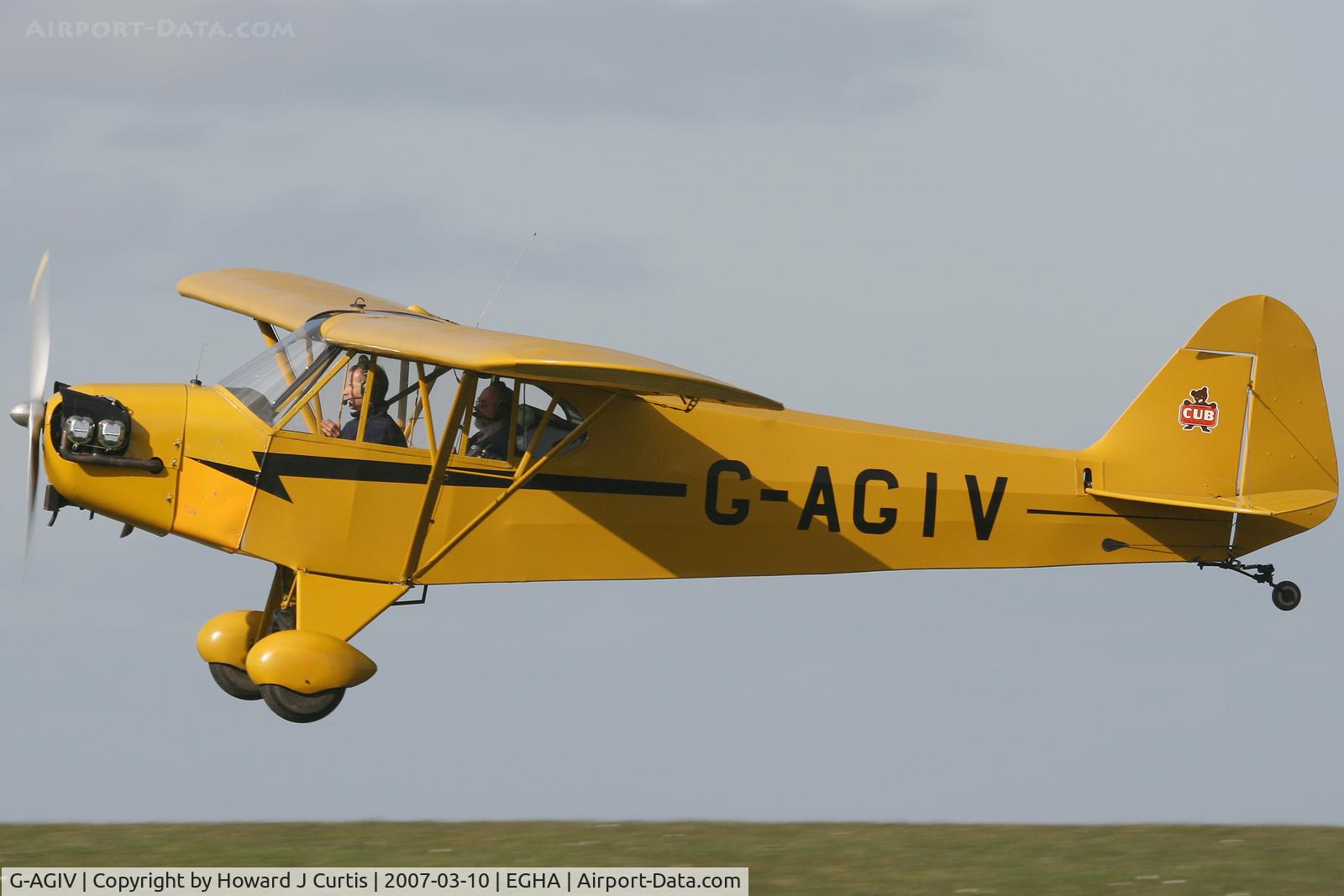 G-AGIV, 1944 Piper L-4J Grasshopper (J3C-65D) C/N 12676, Privately owned. A resident here.
