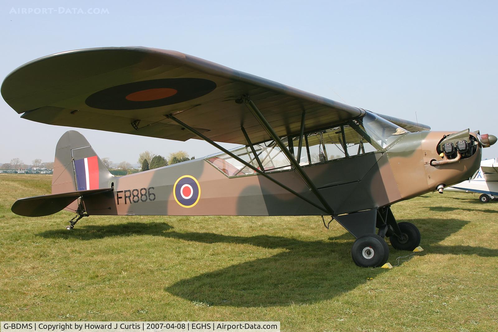 G-BDMS, 1944 Piper J3C-65 Cub Cub C/N 13049, At the PFA fly-in. Privately owned. Painted as FR886.