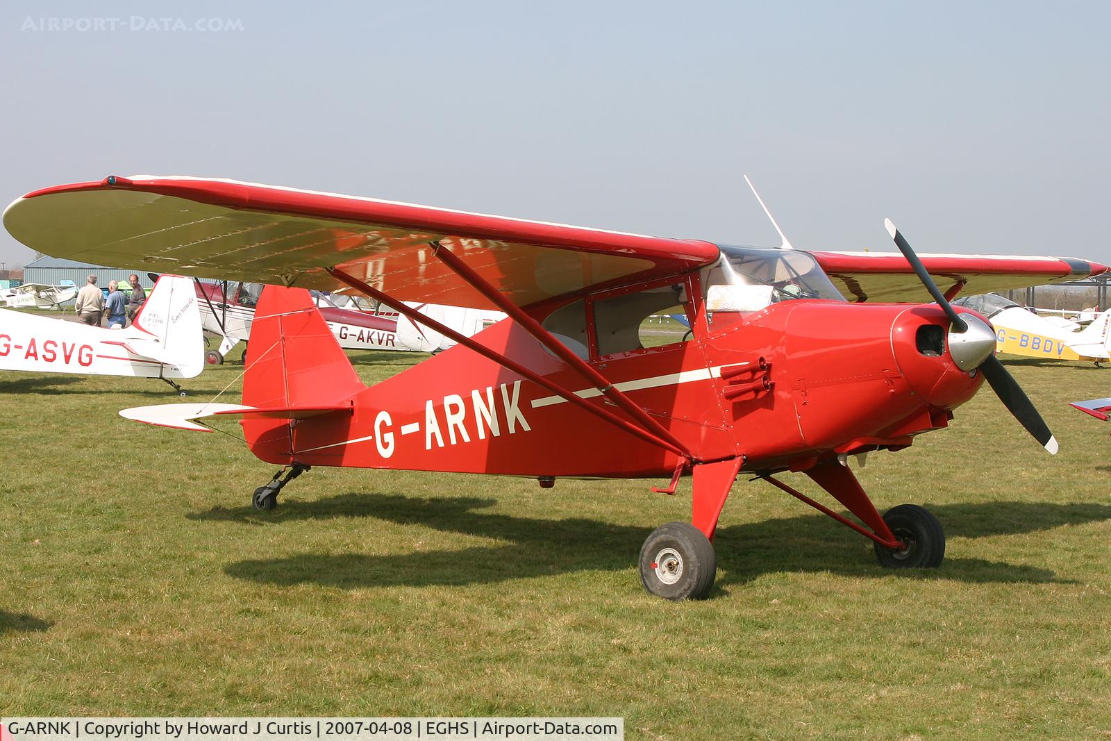 G-ARNK, 1961 Piper PA-22-108 Colt Colt C/N 22-8622, At the PFA fly-in. Privately owned. Tailwheel conversion.