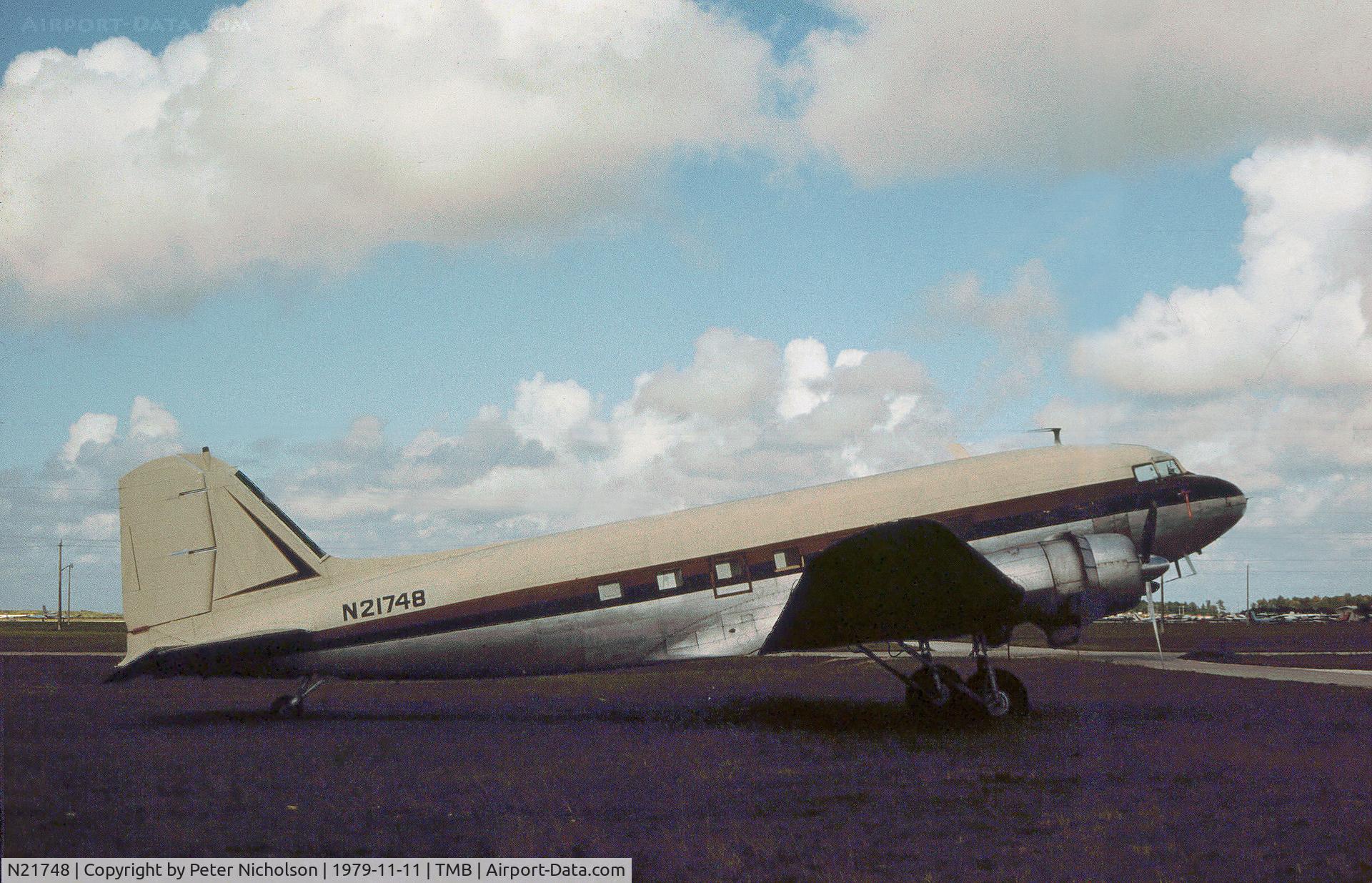 N21748, 1939 Douglas DC-3A C/N 2106, DC-3 as seen at New Tamiami in November 1979.