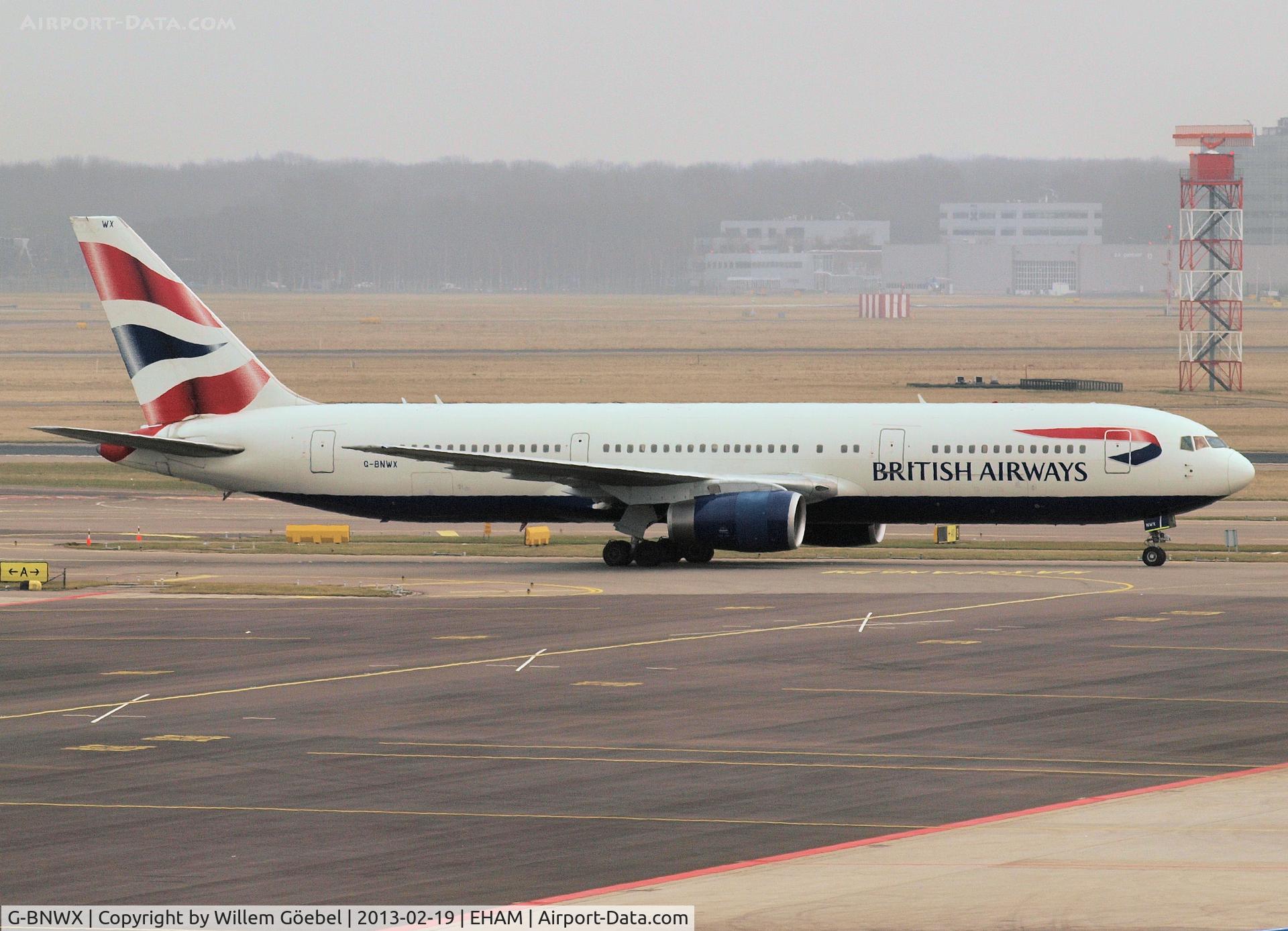 G-BNWX, 1994 Boeing 767-336 C/N 25832, Arrival on Schiphol Airport