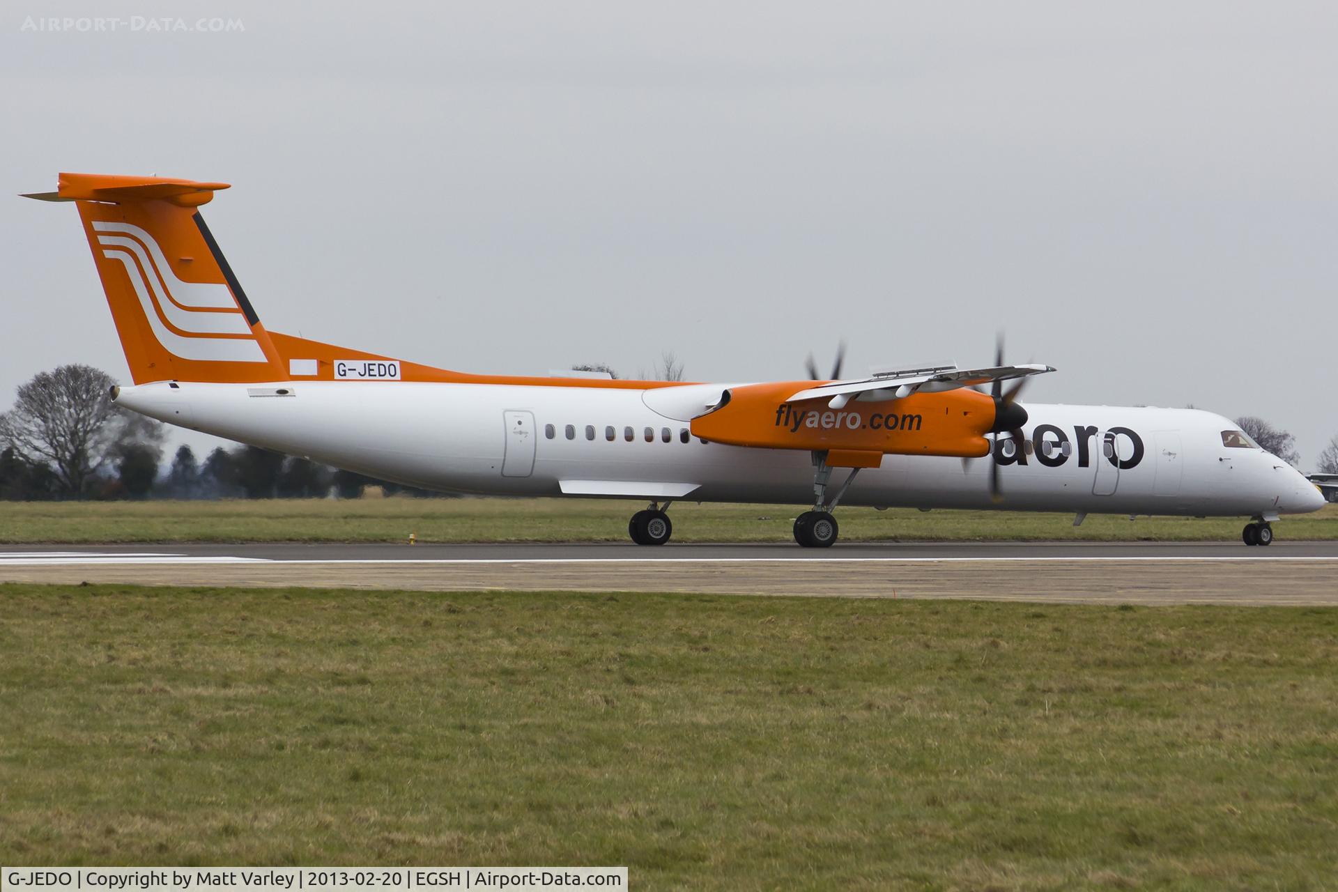 G-JEDO, 2003 De Havilland Canada DHC-8-402Q Dash 8 C/N 4079, Departing to Exeter after spray.
