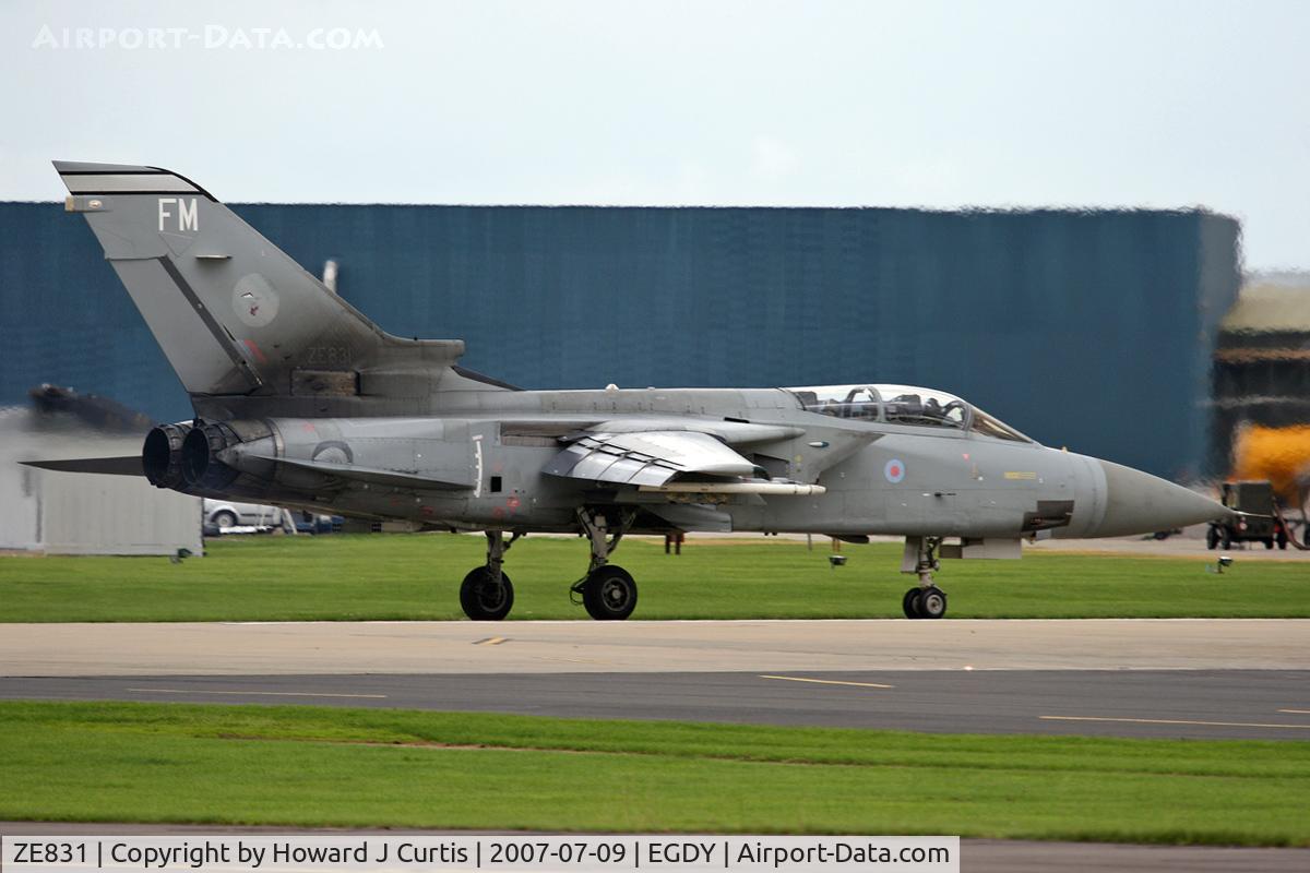 ZE831, 1988 Panavia Tornado F.3 C/N AS075/719/3328, Coded FM, basic 25 Squadron markings.
