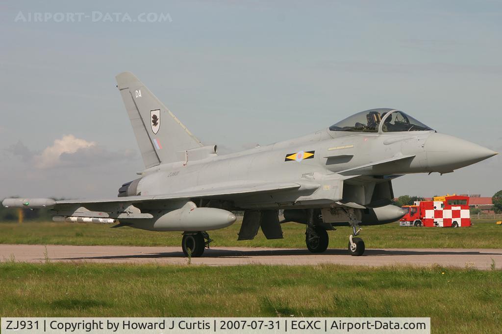 ZJ931, 2007 Eurofighter EF-2000 Typhoon F2 C/N 0103/BS022, DA/11 Squadron.