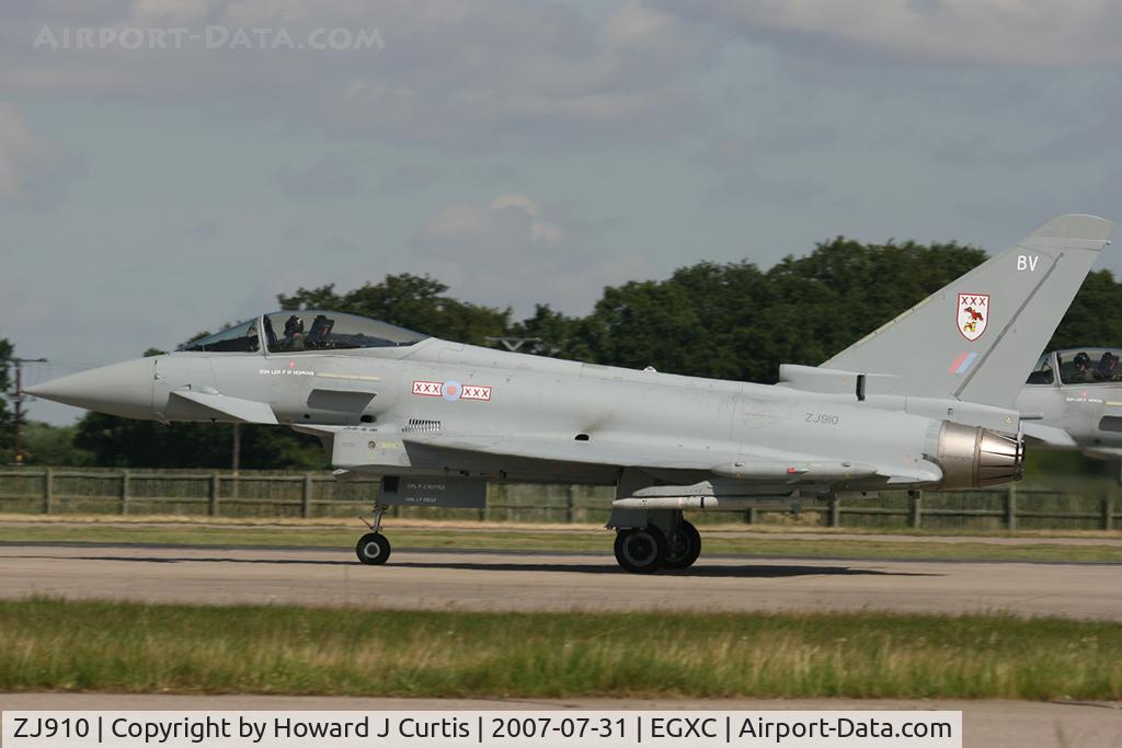 ZJ910, 2007 Eurofighter EF-2000 Typhoon FGR4 C/N 0037/BS001, BV/29(R) Squadron.