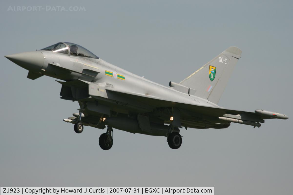 ZJ923, 2007 Eurofighter EF-2000 Typhoon FGR4 C/N 0075/BS014, Typhoon F2 (before FGR.4 conversion) QO-E/3 Squadron.
