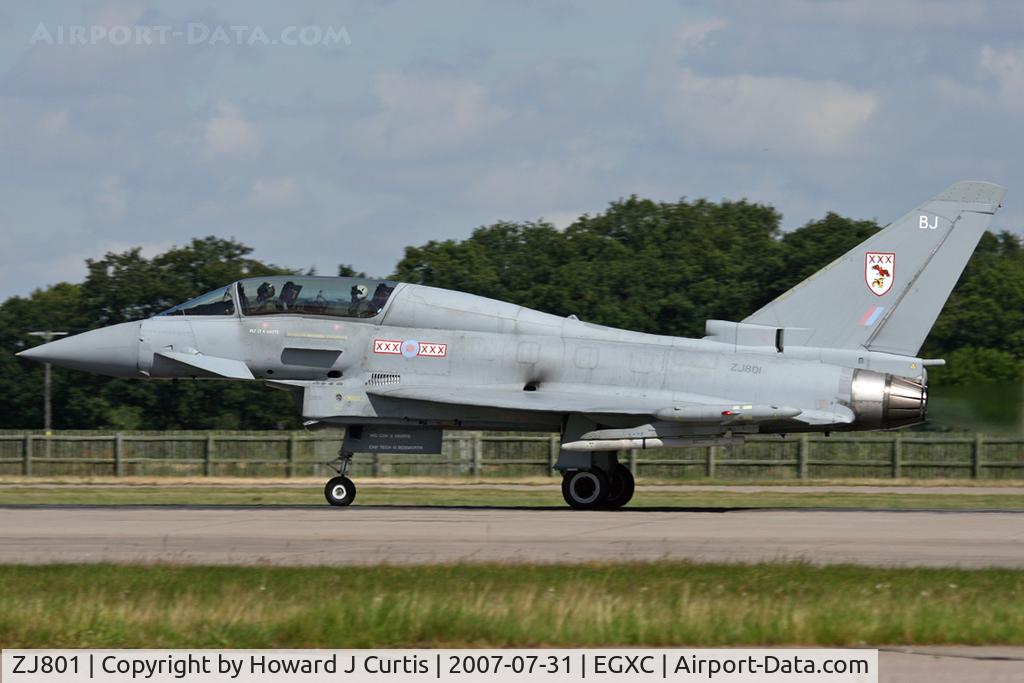 ZJ801, 2004 Eurofighter EF-2000 Typhoon T3 C/N 0008/BT002, Typhoon T1 (before T3 conversion). BJ/29 Squadron.