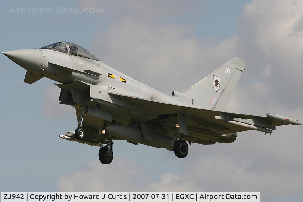 ZJ942, 2007 Eurofighter EF-2000 Typhoon FGR4 C/N 0137/BS035, Typhoon F2 (before FGR4 conversion). DD/11 Squadron.