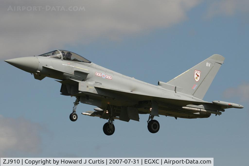 ZJ910, 2007 Eurofighter EF-2000 Typhoon FGR4 C/N 0037/BS001, BV/29(R) Squadron. Now a Typhoon FGR4.