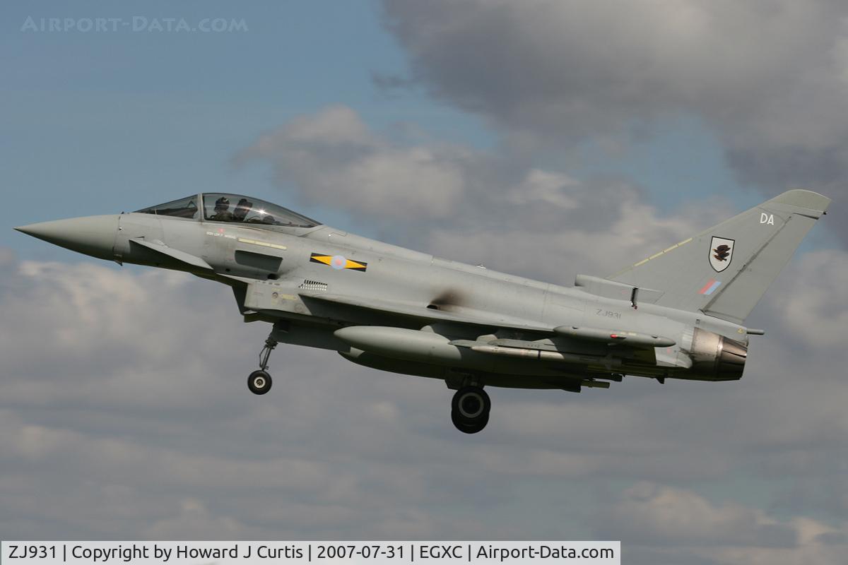 ZJ931, 2007 Eurofighter EF-2000 Typhoon F2 C/N 0103/BS022, DA/11 Squadron. Now a Typhoon FGR4.