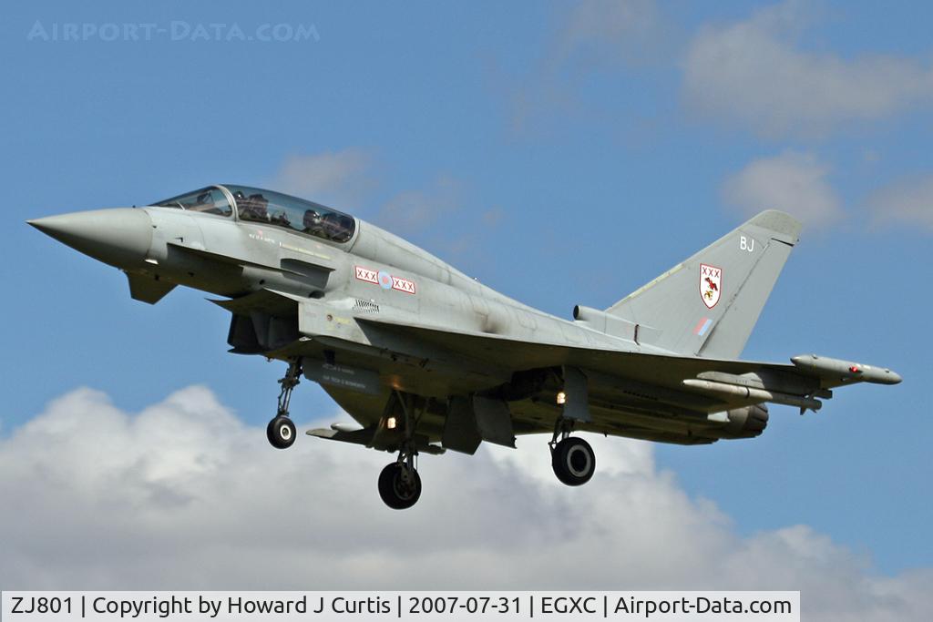 ZJ801, 2004 Eurofighter EF-2000 Typhoon T3 C/N 0008/BT002, Typhoon T1 (since converted to Typhoon T3).  BJ/29(R) Squadron.