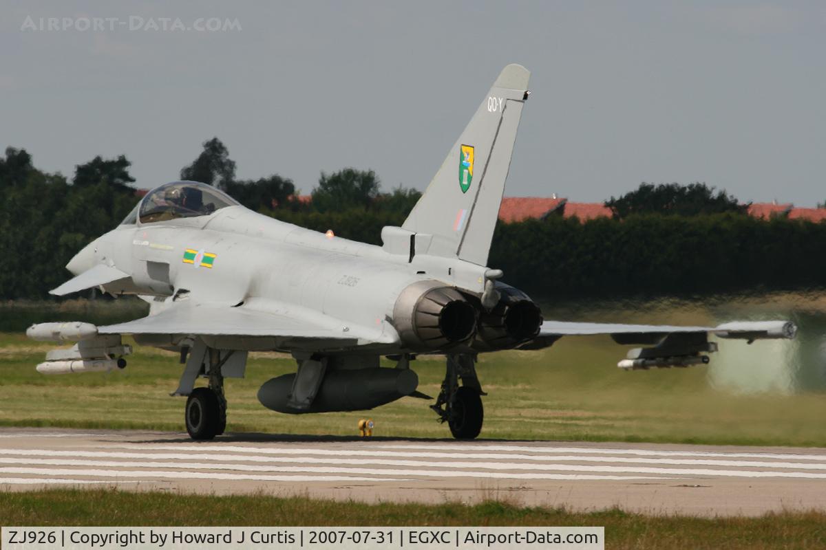ZJ926, 2006 Eurofighter EF-2000 Typhoon F2 C/N 0083/BS017, QO-Y/3 Squadron.