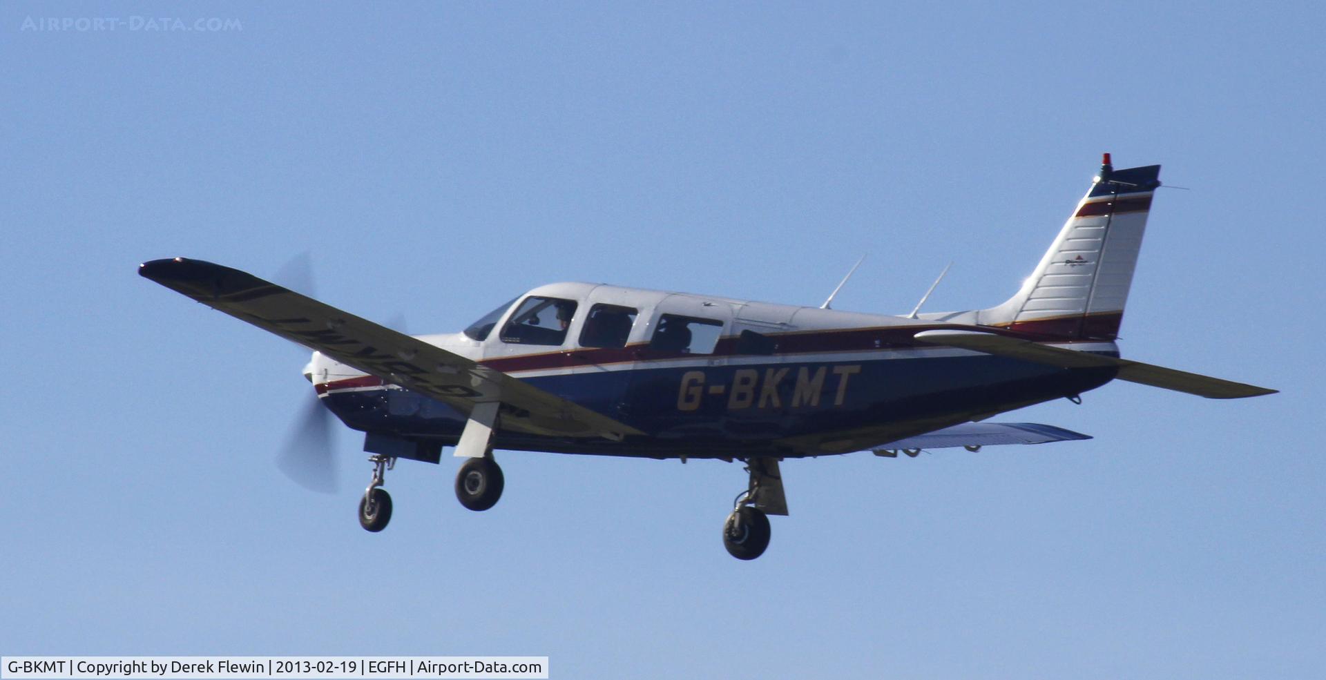 G-BKMT, 1981 Piper PA-32R-301 Saratoga SP C/N 32R-8213013, Departing runway 22 at EGFH on local flight.