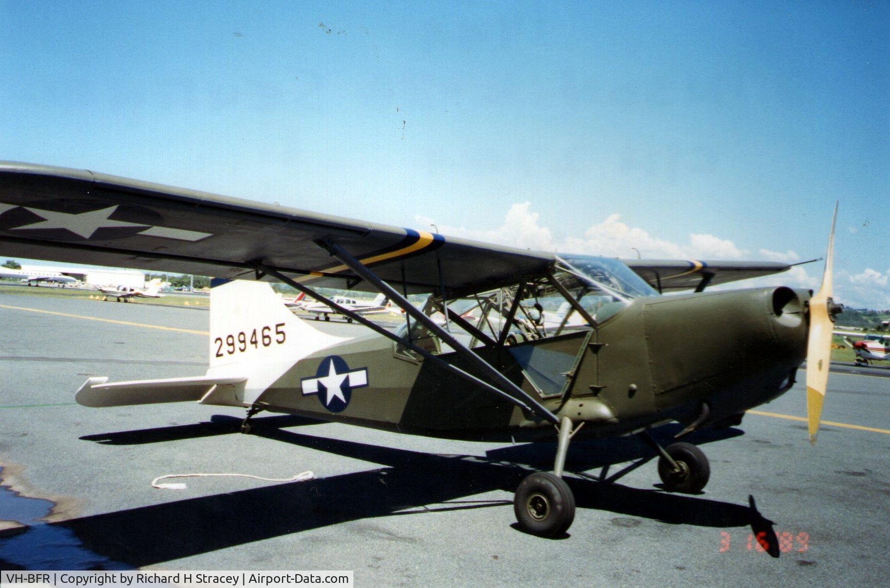 VH-BFR, 1944 Stinson L-5B Sentinel C/N 2744, Ex US Army. Ex crop duster.
