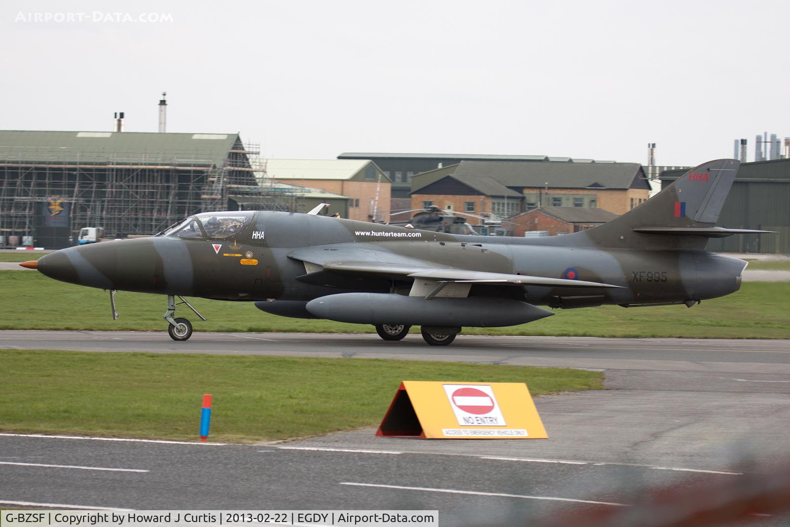 G-BZSF, 1956 Hawker Hunter T.8B C/N HABL-003150, Painted as XF995 and temporarily based here.