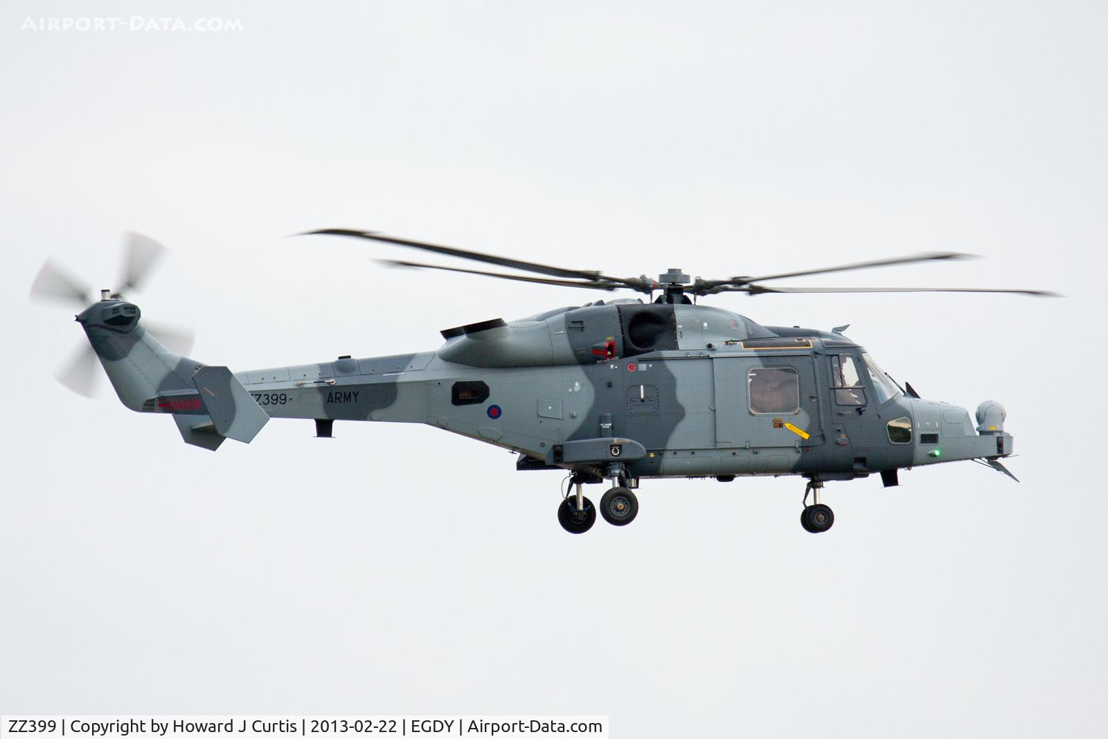 ZZ399, 2011 AgustaWestland AW-159 Wildcat AH.1 C/N 472, Wildcat Fielding Team (A), based here.