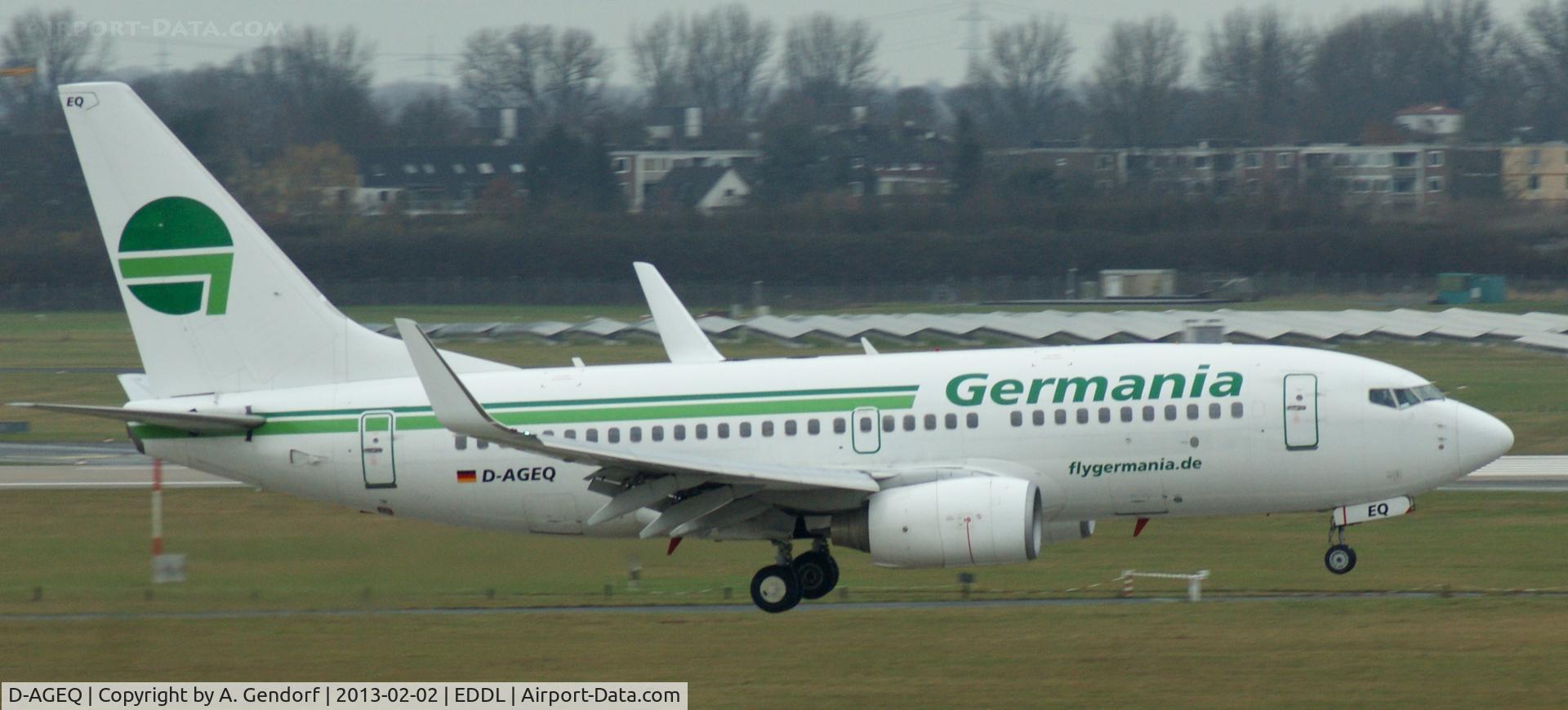 D-AGEQ, 1998 Boeing 737-75B C/N 28103, Germania, seen here landing at Düsseldof Int´l (EDDL)
