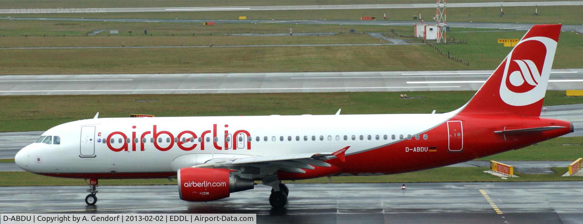 D-ABDU, 2008 Airbus A320-214 C/N 3516, Air Berlin, seen here on taxiway M at Düsseldorf Int´l (EDDL)