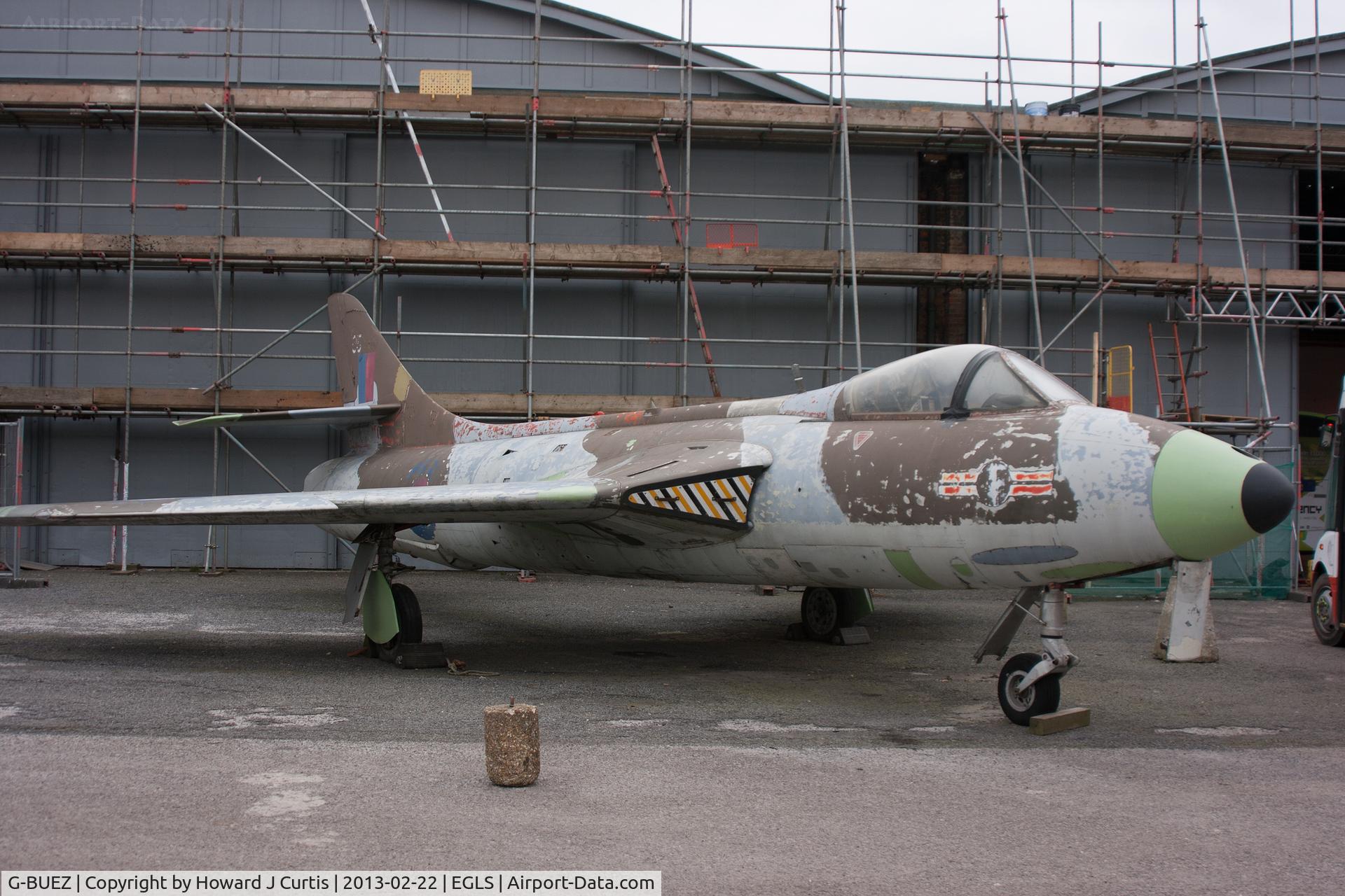 G-BUEZ, 1955 Hawker Hunter F.6 C/N S4/U/3275, Outside the Boscombe Down Aviation Museum. XF375, coded 05.