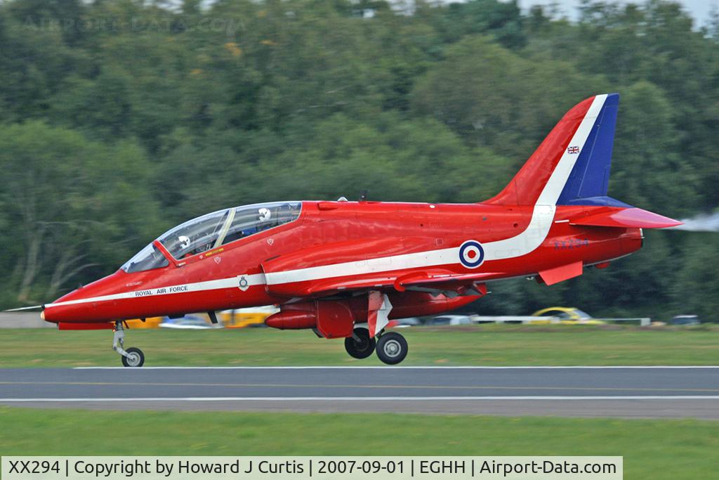 XX294, 1979 Hawker Siddeley Hawk T.1 C/N 122/312119, Red Arrows, landing nosewheel first ...